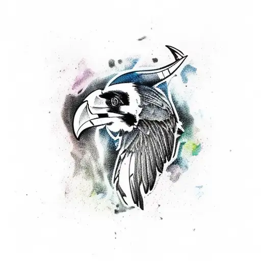 Raven With Bull Skull