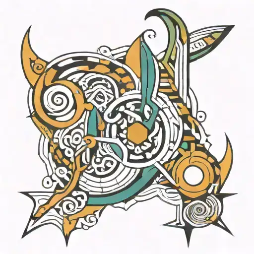 An Abstract Geometric Pattern Incorporating Phallic And Vaginal Symbols