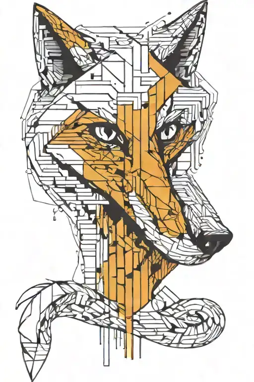 A Fox Made Out Of Lines Of Code Intertwined With Binary Numbers