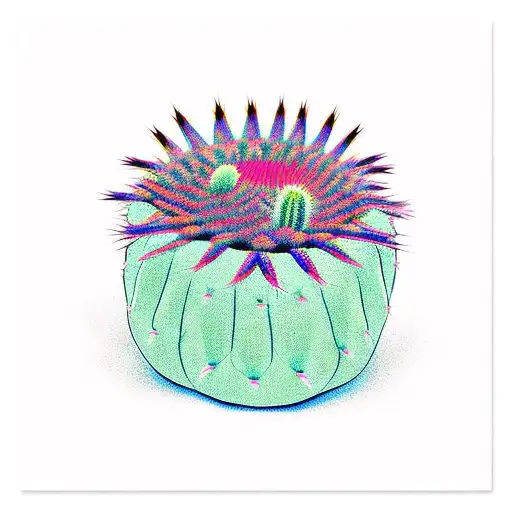 Peyote Cactus Above View Colourful
