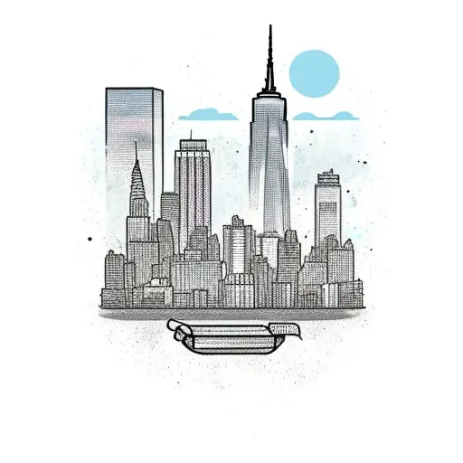 Trash Can New York City Skyline