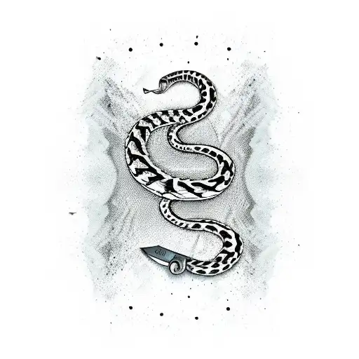 Knife With The Word Karma On It With A Snake Climbing Up The Knife