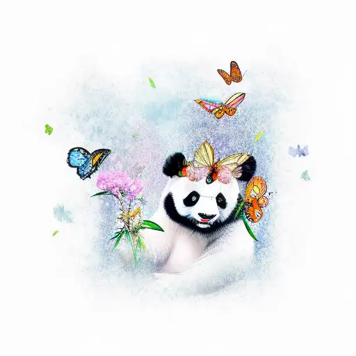 Panda With A Butterfly On Its Nose