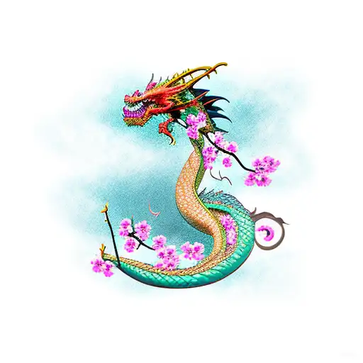 Dragon Through Cherry Blosssom