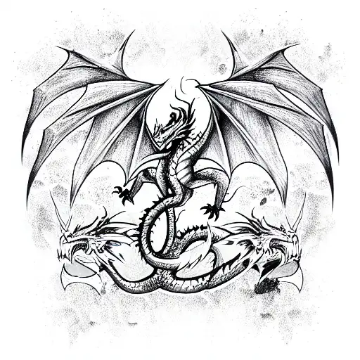 Dragon Holding Swords