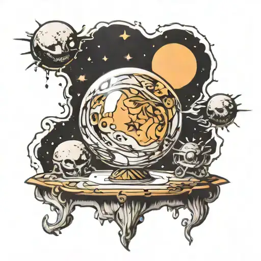 Crystal Ball In The Middle Of The Moon And The Sun