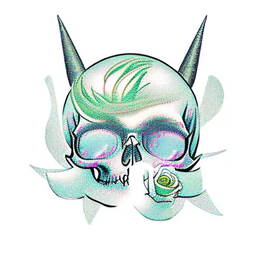 A New-school Tattoo Of Tinkerbell Sitting On A Skull