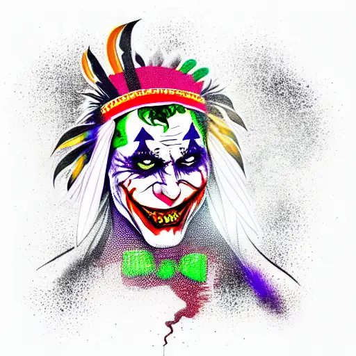 The Joker With An Indian Headdress