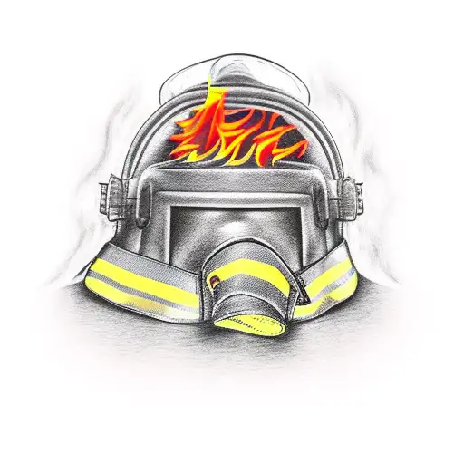 Firefighter Helmet Engulfed In Flames