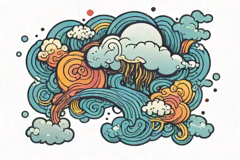 A Tiny Cloud With A Rainbow Colored Pattern Inside