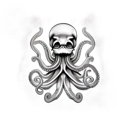 Octopus With Skull In His Tentacle