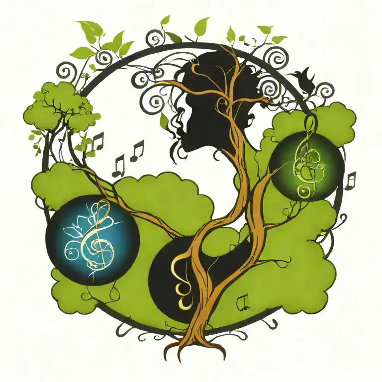 A Steam Punk-inspired Tree Of Life With Musical Notes Flowing Through The Branches