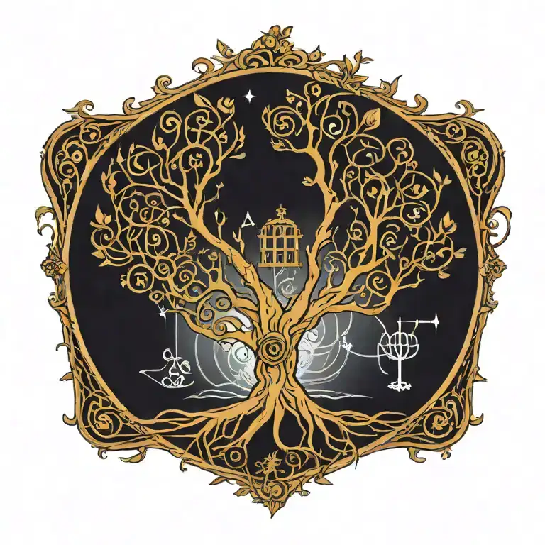 A Steam Punk-inspired Tree Of Life With Musical Notes Flowing Through The Branches