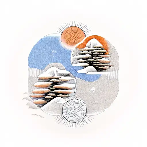 Yin And Yang Cold And Forest And Desert And Sun On The Other Side