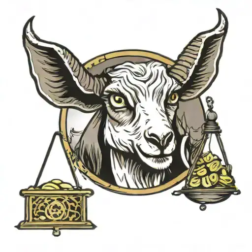 Goat W Bag Of Money Bag Filled Hourglass