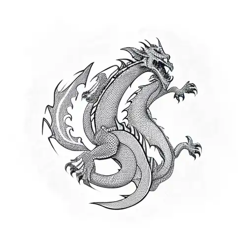 A Fierce Dragon Guarding A Pile Of Gold Coins