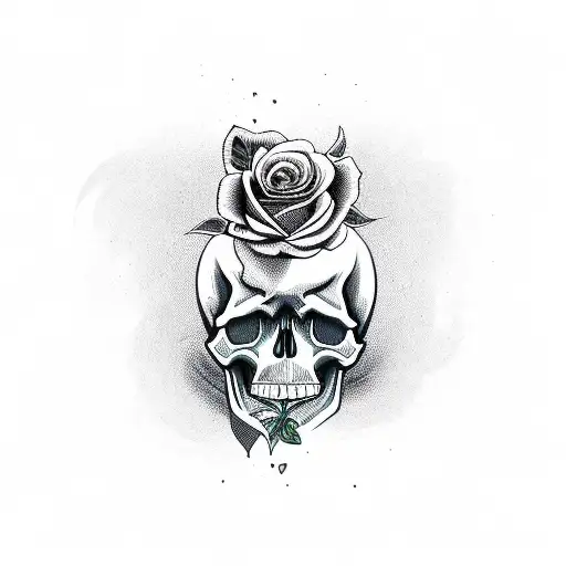 Skull With Roses And Snake