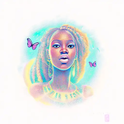 A Black Girl With A Magical Aura Surrounded By Butterflies