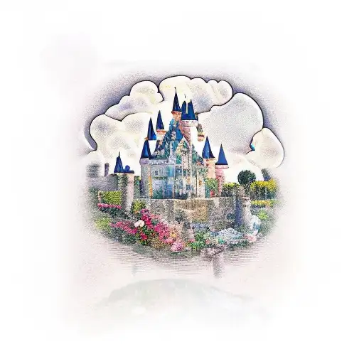 Castle In A Cup Flower Garden And Birth Of Venus