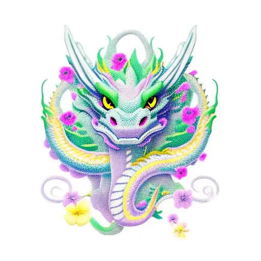 Dragon With Flowers Soft Look
