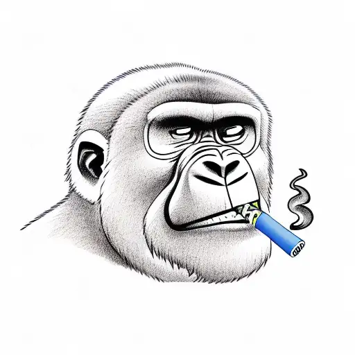 Cartoon Gorilla Smoking