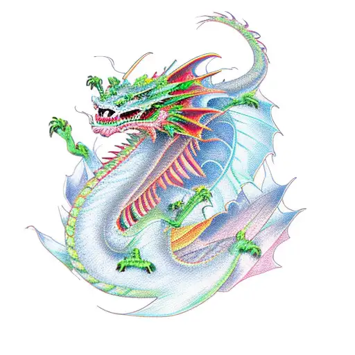 Dragon With Flowers Elegant