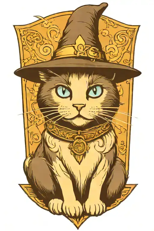 A Blue-eyed Black And White Tuxedo Cat Wearing A Wizard Hat Sitting