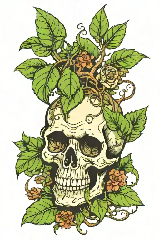 Skull Having Plants Grow From Inside Out