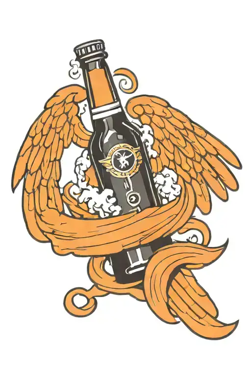 Beer Bottle With Angel Wings And Halo