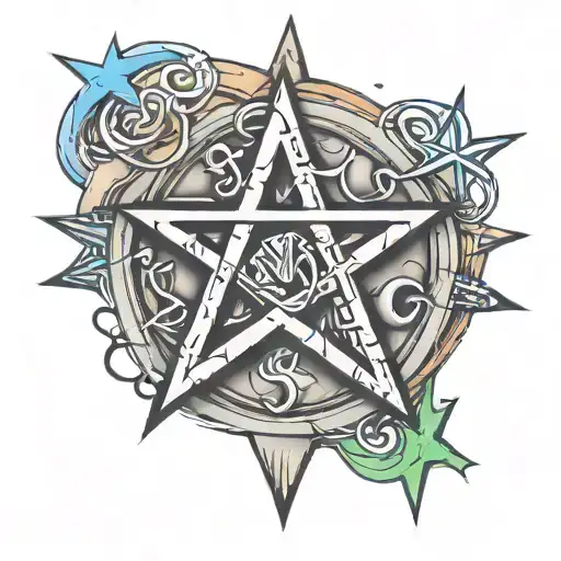 Pentagram With Big Letters Nm In It