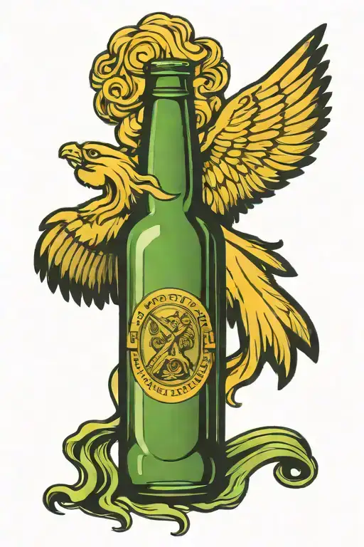Beer Bottle With Angel Wings And Halo