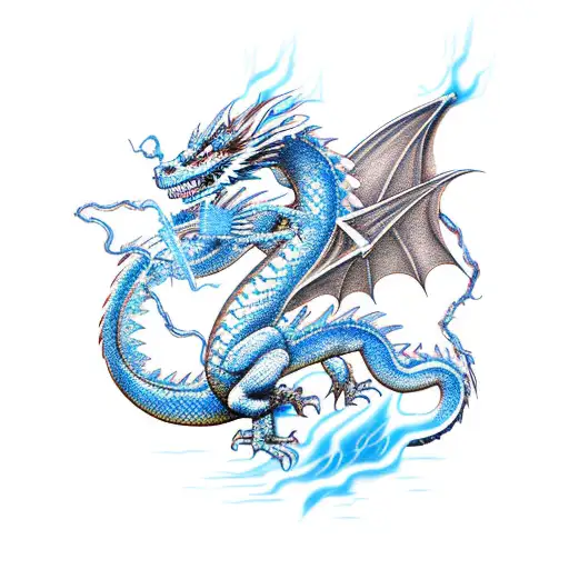 Dragon With Thunder And Fire