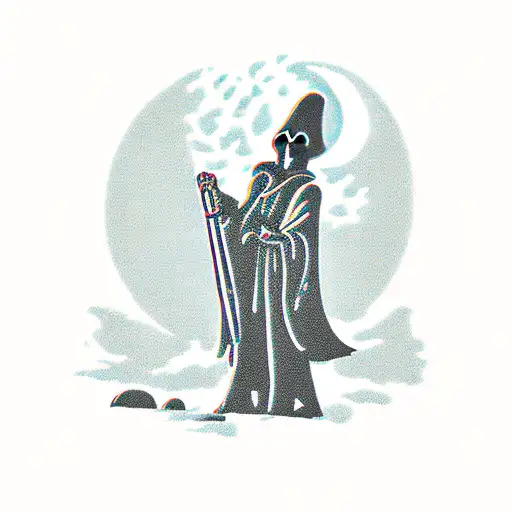 Grim Reaper With Gravestone And Moon