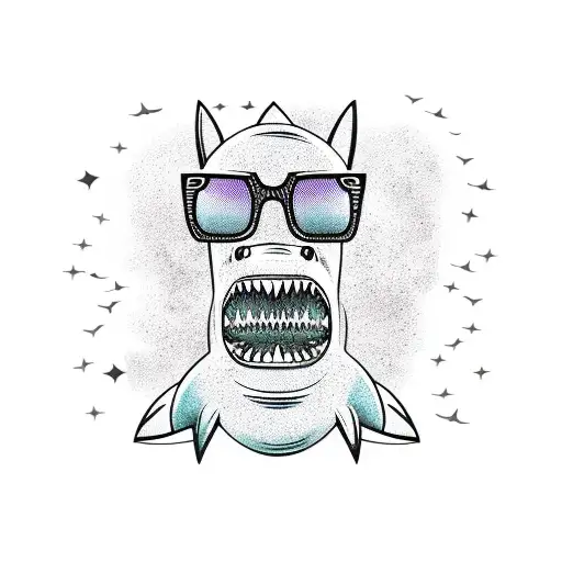 Shark Wearing Sunglasses And Hawaiian Shirt Drinking Beer