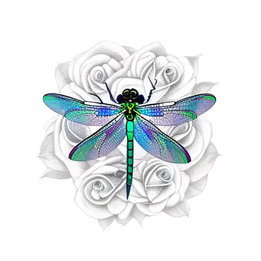 Dragonfly With Roses