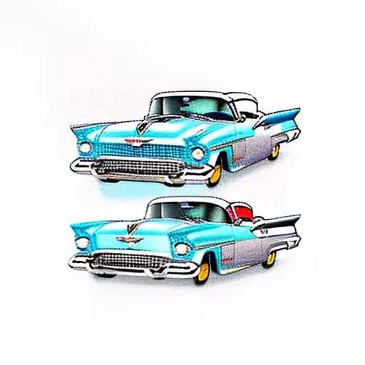 1955 Chevy Baby Blue With 1959 Ford Thunderbird Baby Blue