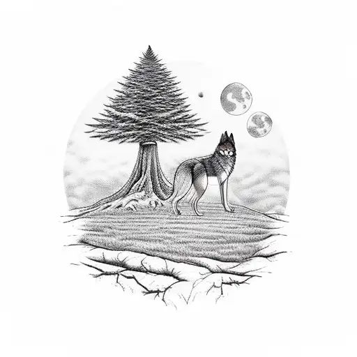Tree With Wolf