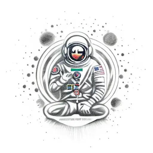 Cosmonaut Sitting In A Lotus Position