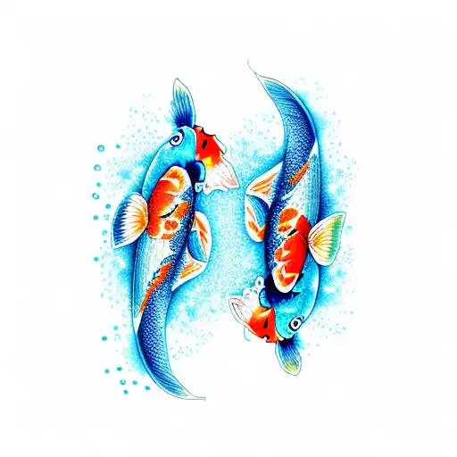 2 Koi Fish Orange And Blue