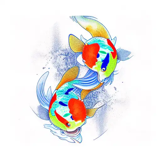 2 Koi Fish Orange And Blue