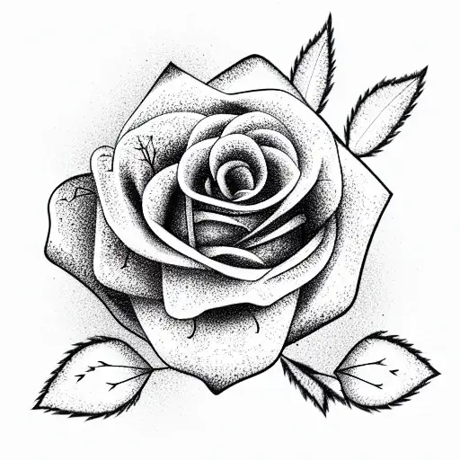 Rose With Juniper Branch