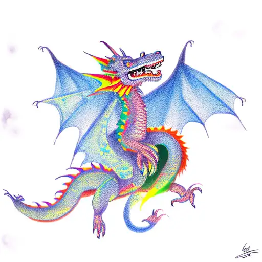 Colorful Dragon Flying In The Sky