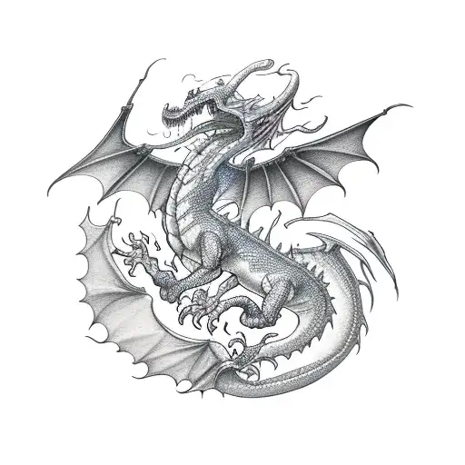 Midevil Dragon Flying