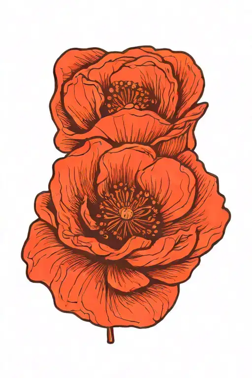 Poppy Flower With Glyph Symbol