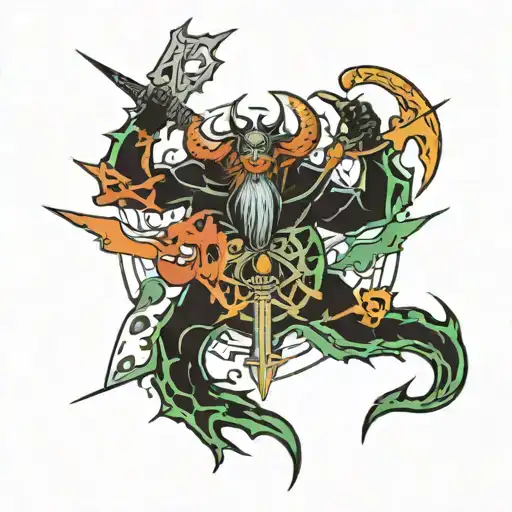 Chaos Undivided Warhammer Smybol With All 4 Chaos Gods