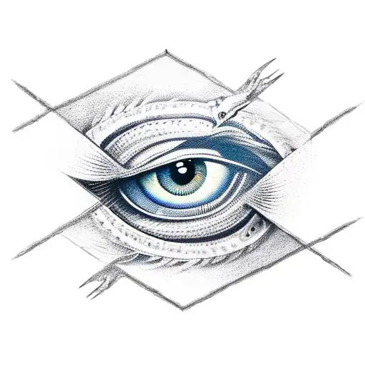 Female Eye With Wings And Snakes In A Triangle