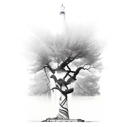 Tree Roots Turning Into A Lighthouse