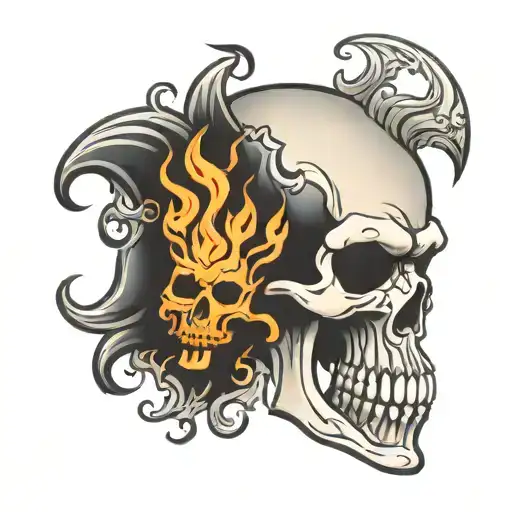 Kalevala Styled Skull With Flames