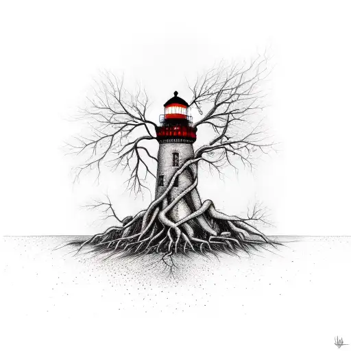 Tree Roots Turning Into A Lighthouse