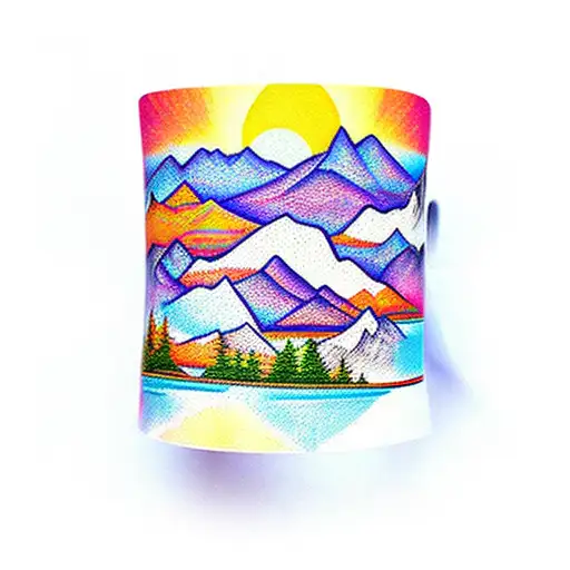 Mountain Scene Sunset Lake Cuff